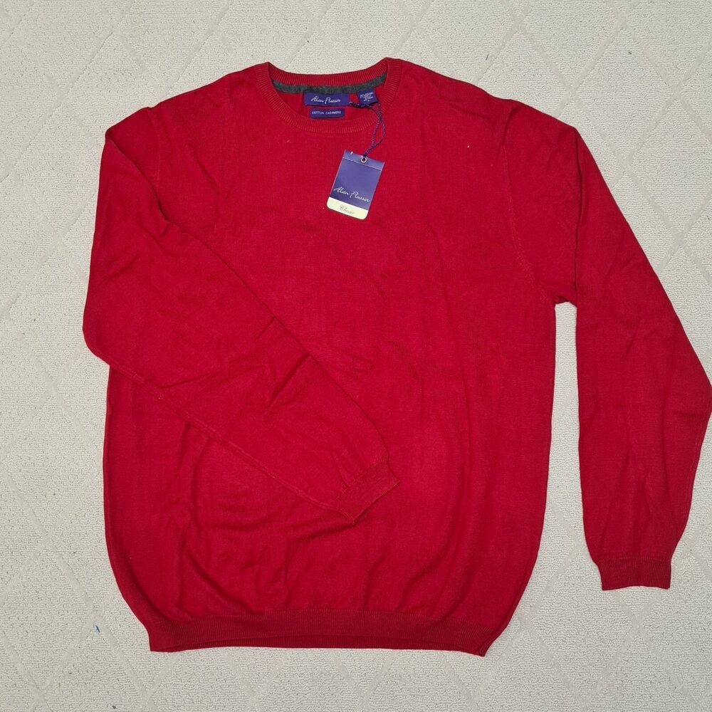 Alan Flusser Crewneck Knit Sweater Mens LARGE Cotton Cashmere Golf Preppy Casual